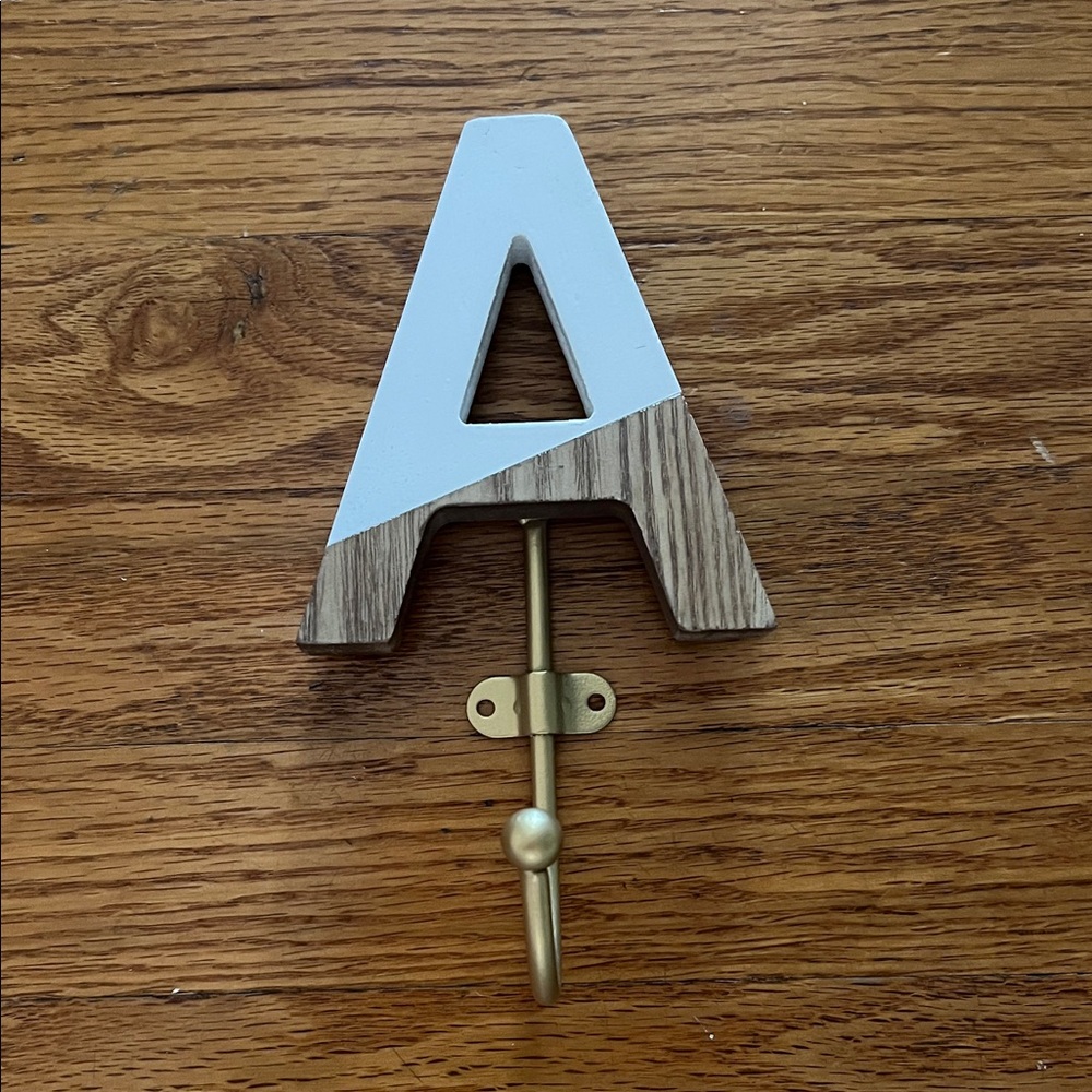 Wooden Letter 'A' Wall Hook - White and Brown